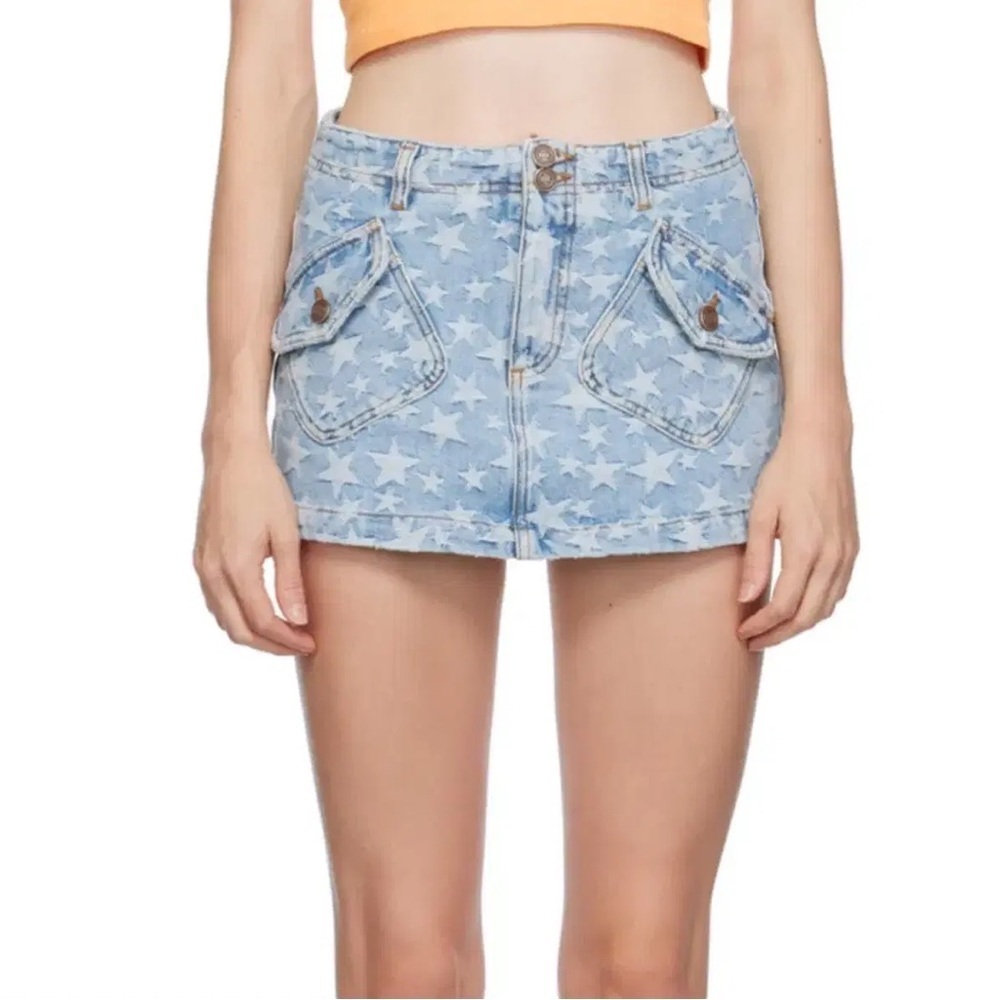ERL Blue Jacquard Denim Miniskirt 
Size Small